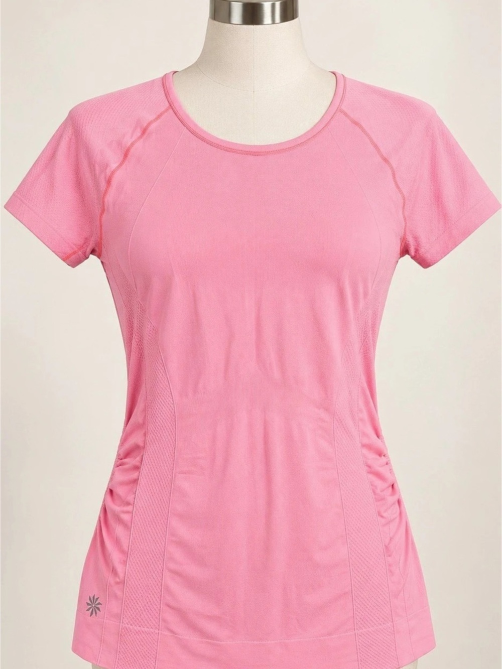 Athleta Momentum Ruched Seamless Tee Coral Short Sleeve Athletic Top M